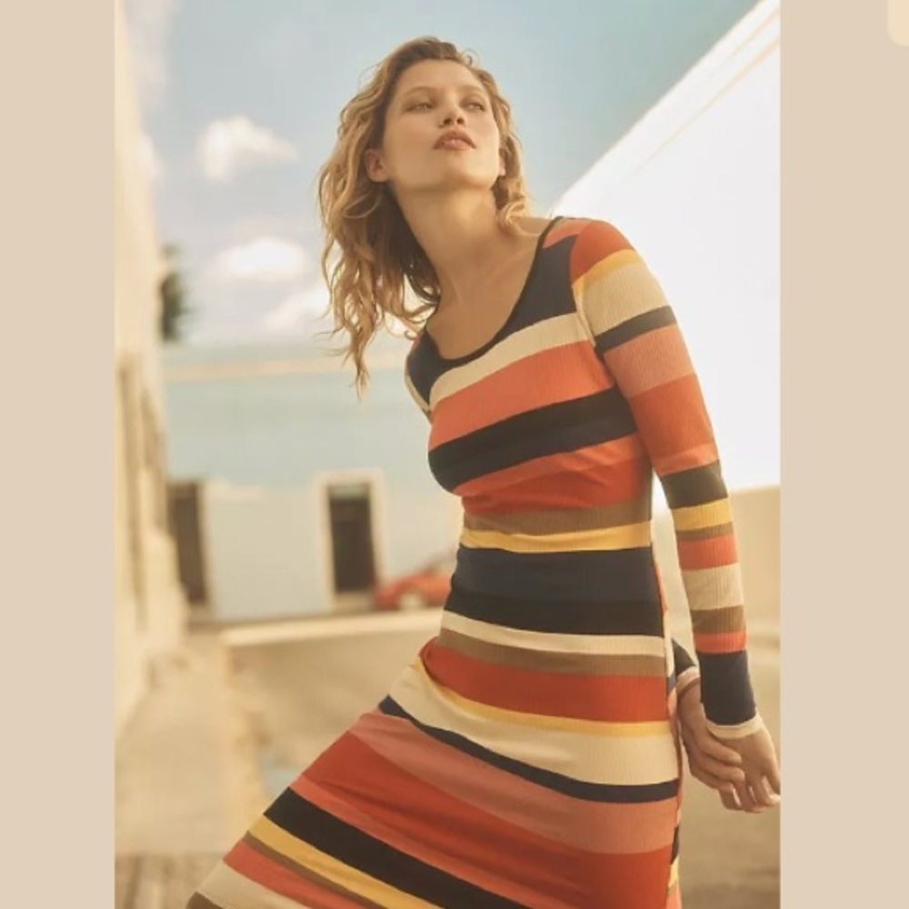 ANTHROPOLOGIE VIVID STRIPE COLUMN DRESS